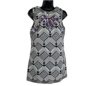 Free‎ People New Romantics Women's Beaded Aztec Mini Dress Black White Size XS